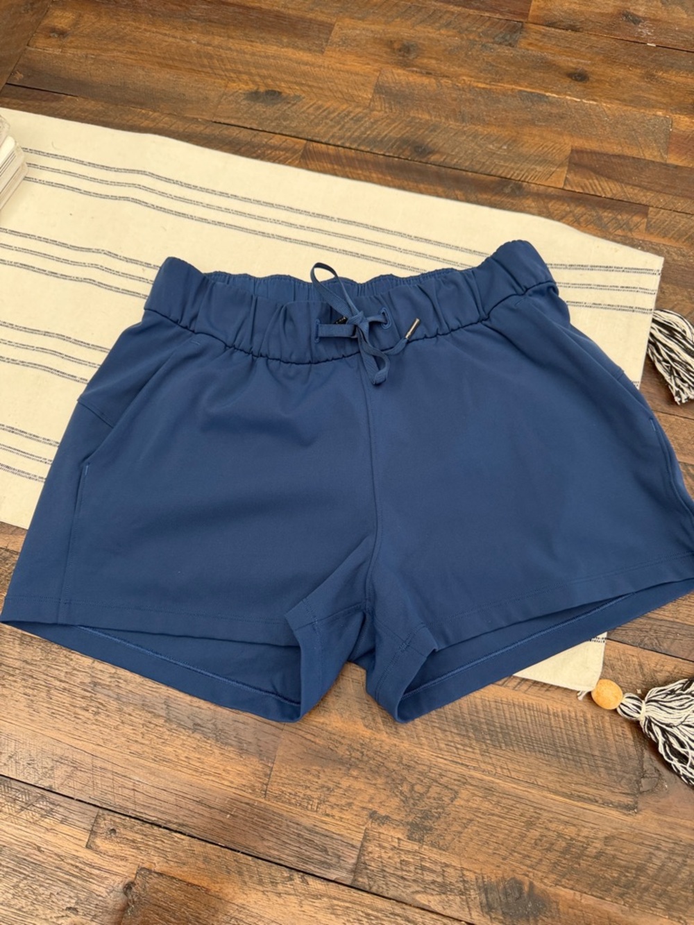 lululemon athletica Navy Blue Elastic Waist Athletic Shorts